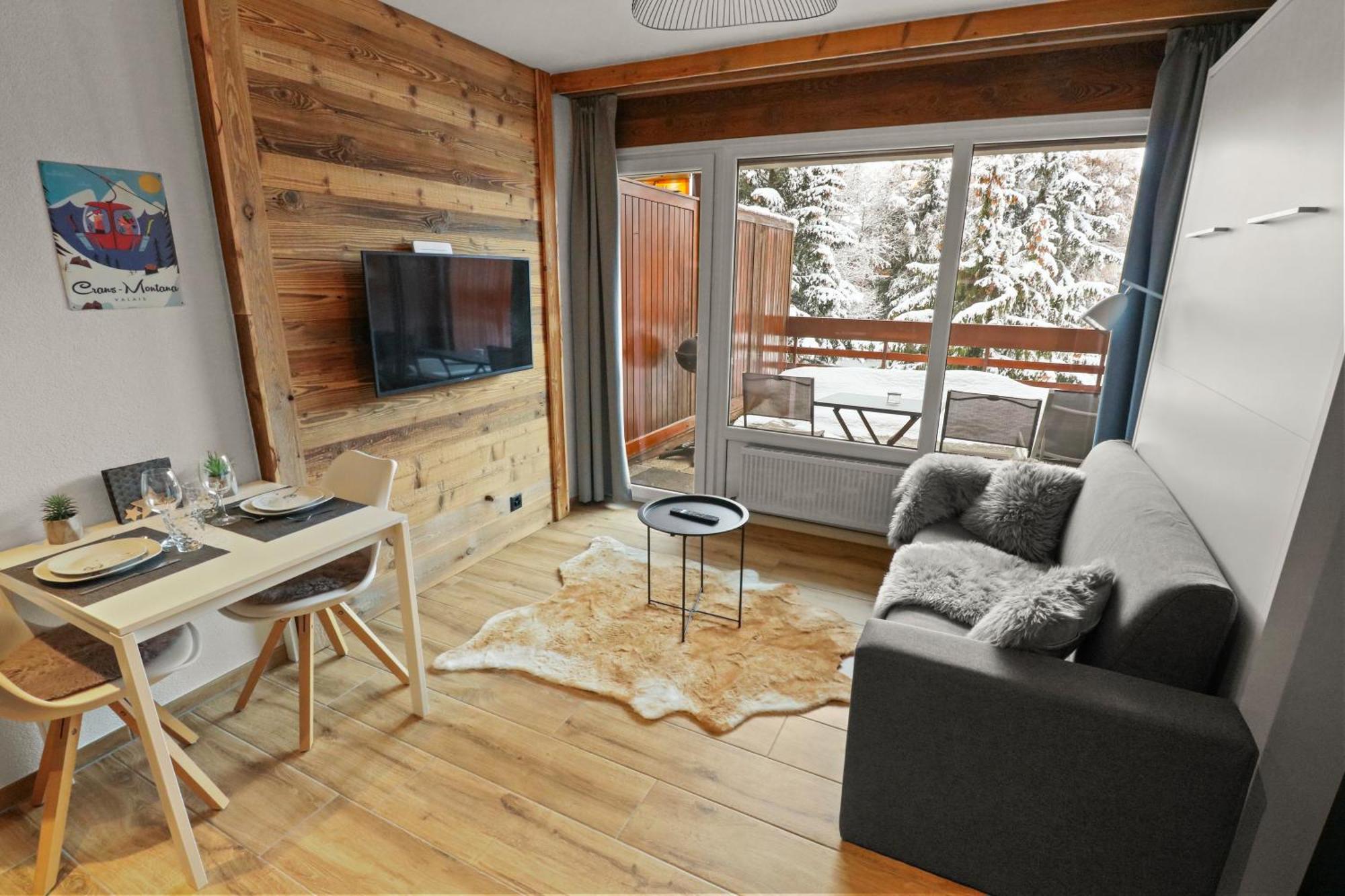 Joli Studio Avec Parking Gratuit Crans-Montana Exterior foto